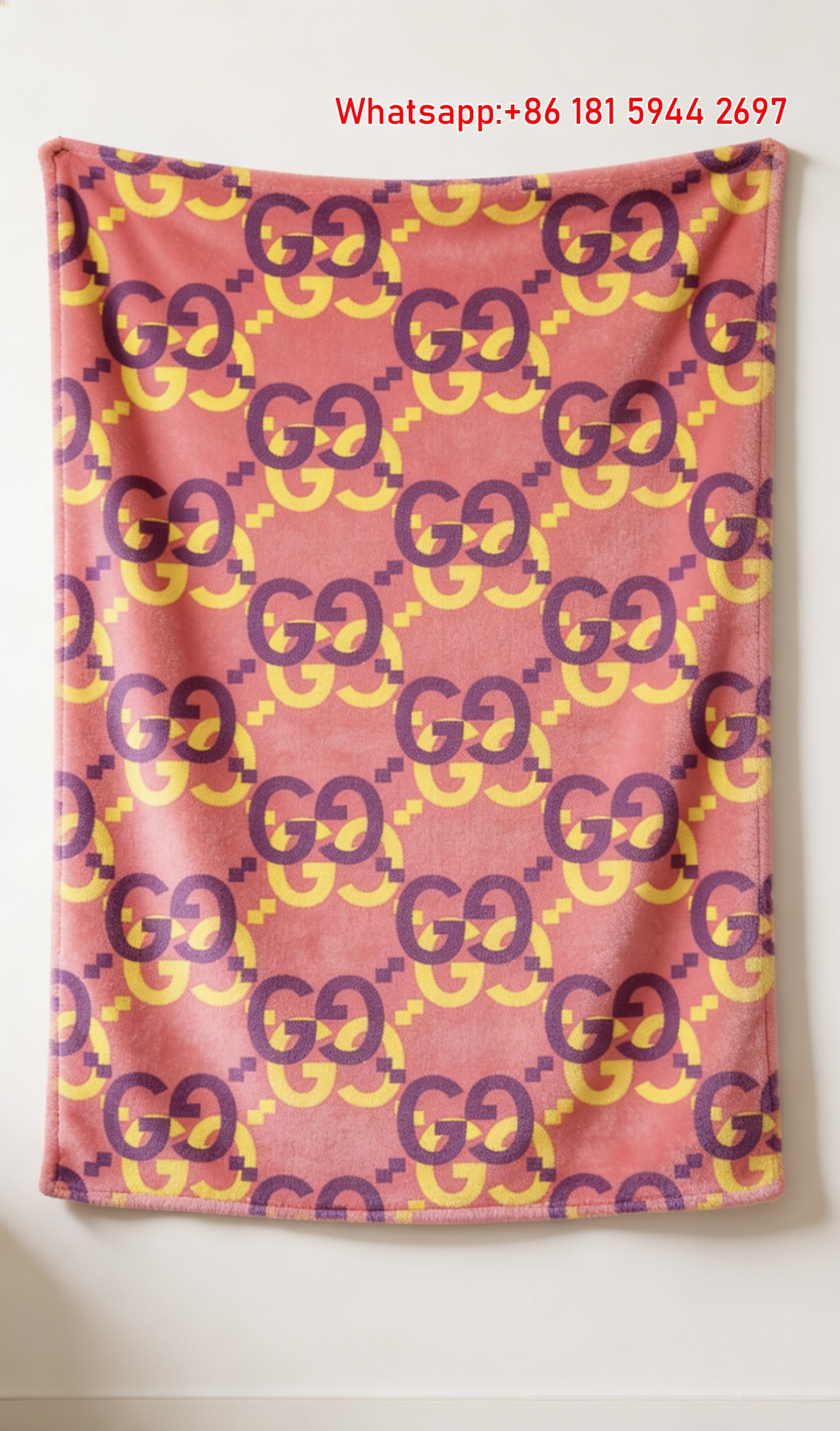 Gucci Hot Pink GG Monogram Wall Hanging Blanket Vibrant GG Monogram throw blanket IMG_2615